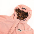 Jaket bulu fesyen gadis leopard palsu